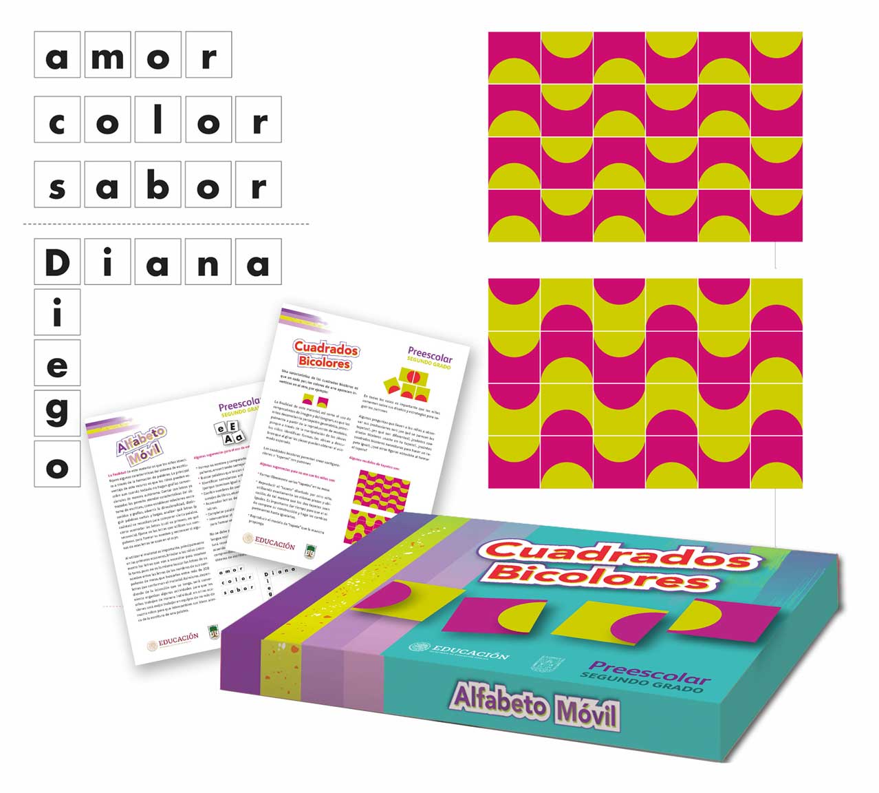 Alfabeto móvil/cuadrados bicolores Libro de Preescolar Grado 2° 