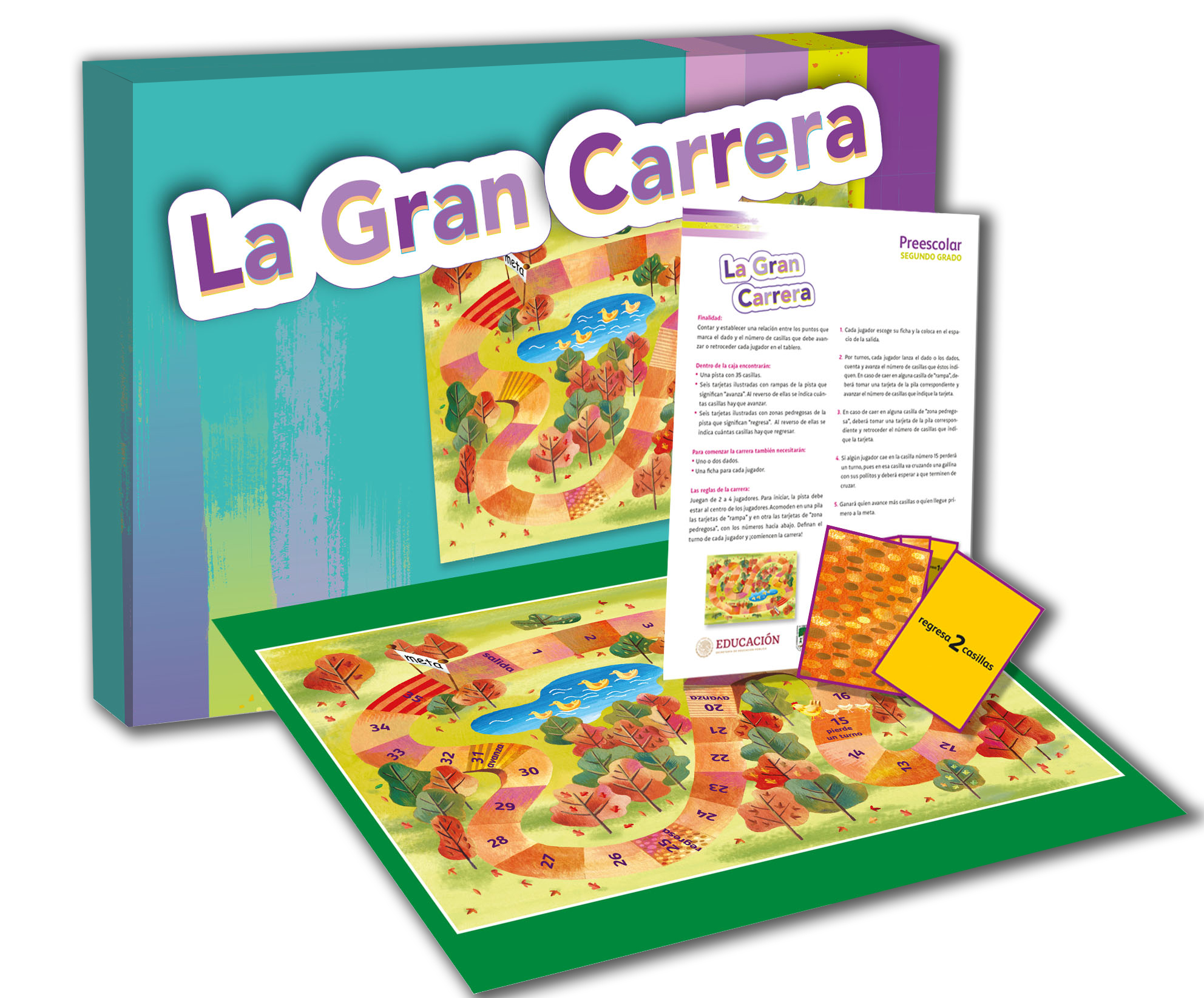 Juego. La gran carrera. Colección de juegos. Preescolar. Segundo grado. Material para el aula.  Libro de Educación Preescolar Grado 2º 